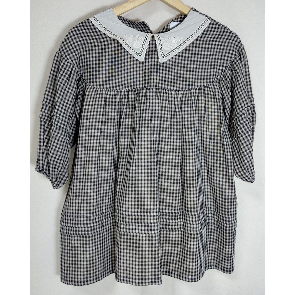NWT C'era una volta Josephine Dress Dark Blue Check Girls Knee Length Size 8Y
